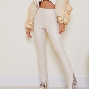 PLT, faux leather split hem pants,size 6